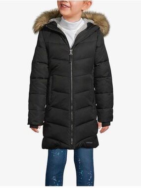 Lands End Girls Black Puffer Coat